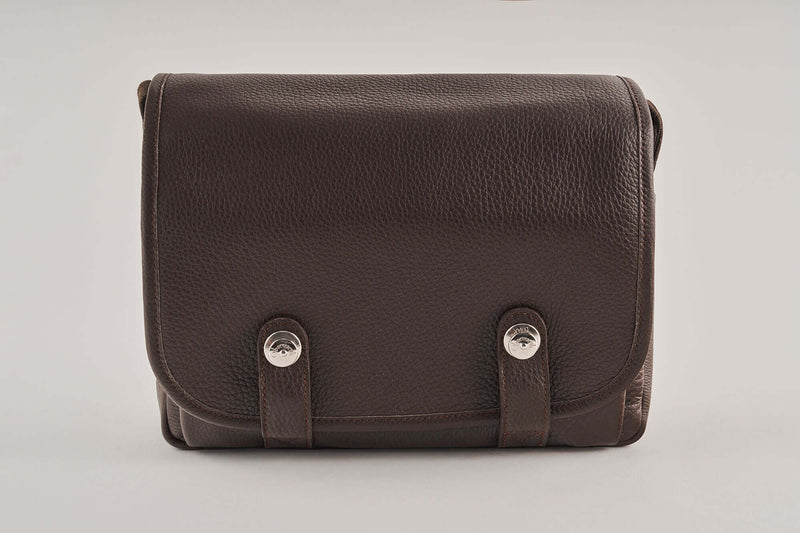 Medium Sally Bag in black leather with buckle and shoulder strap